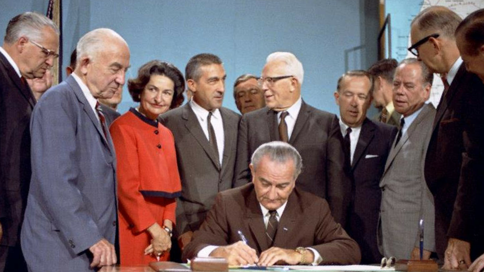 Lyndon B. Johnson Signing the Wild and Scenic Rivers Act in 1968