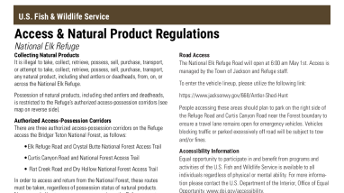 Access & Natural Product Regulations (National Elk Refuge 2026)