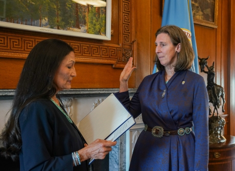 Deb Haaland swears in Martha Williams