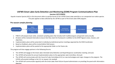 USFWS Great Lakes Early Detection and Monitoring Program Communications Plan