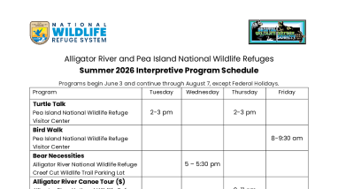 Alligator River and Pea Island NWR Interpretive Program Schedule