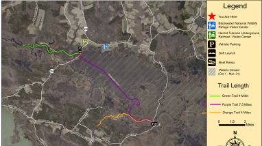 Blackwater NWR Water Trails Map with legend