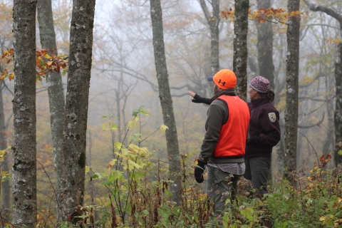 Andrew Henderson and Sue Cameron survey the planting site