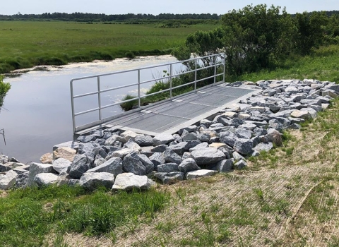 Engineered structure designed to control water entering Lake Erie.