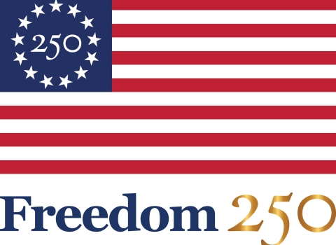 american flag with 250 in the blue