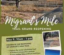 Flyer for the Migrant's Mile Trail Grand Reopening Event
