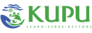 A circle with an ocean wave and mountains in it next to text that reads "KUPU"
