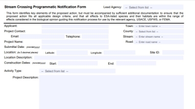 Stream crossing Project Notification Form