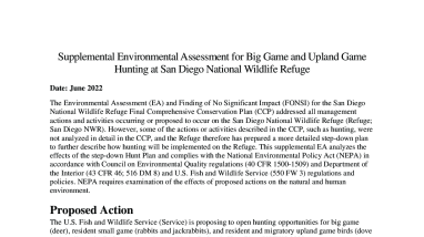 Supplemental Environmental Assessment for Big Game and Upland Game Hunting at San Diego NWR