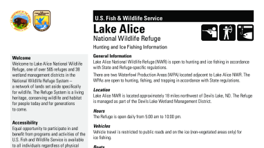 Lake Alice National Wildlife Refuge Hunting and Ice Fishing Regulations
