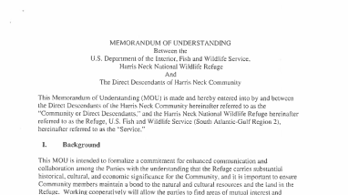 MOU-Direct Descendants of Harris Neck Community