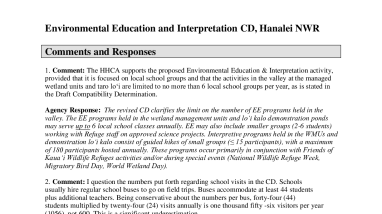 Compatibility Determination - EE and Interpretation - Comments and Responses - Hanalei NWR