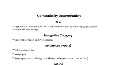 Compatibility Determination for Wildlife Observation and Photography, Hanalei NWR.