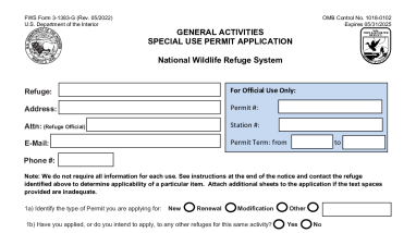 General Activities Special Use Permit Application