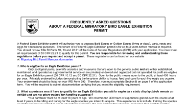 3-200-14 Frequently Asked Questions about an Eagle Exhibition Permit