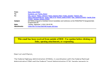 Reinitiation Request for Consultation for Transportation Projects in the Range of the Indiana bat and Northern Long-eared bat