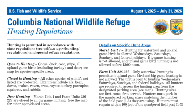 Columbia National Wildlife Refuge Hunting Regulations