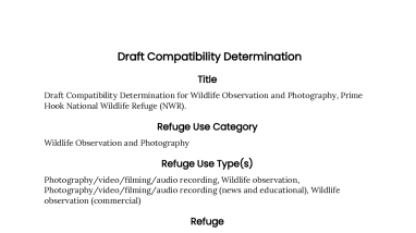 Prime Hook NWR Draft Compatibility Determination for Wildlife Observation and Photography