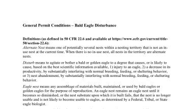 General Permit Standard Conditions - Bald Eagle Nest Disturbance
