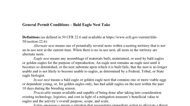 General Permit Standard Conditions - Bald Eagle Nest Take