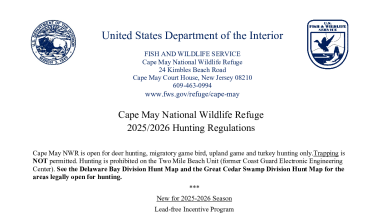 Cape May NWR Hunting Regs 2025-26