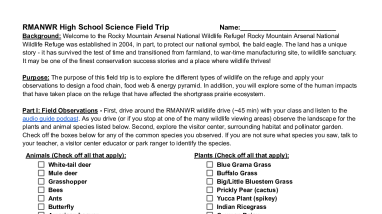 HS Biology Fieldtrip Student Worksheet (9-10)