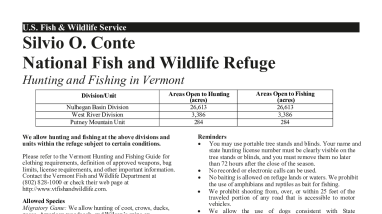 Vermont Hunting and Fishing Information Sheet