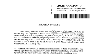 King Cove Corporation Land Exchange Deed