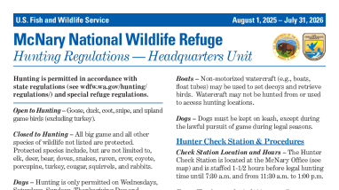 McNary National Wildlife Refuge Hunting Regulations (Fee Hunting Area - Large Print)