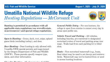 Umatilla National Wildlife Refuge Hunting Regulations (McCormack) - Large Print