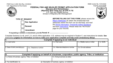 3-200-10b Application for Migratory Bird Rehabilitation