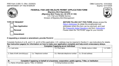 3-200-13 Application for Migratory Bird Depredation