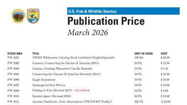 USFWS Publications Price List (March 2026)