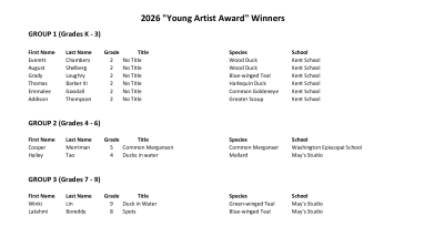 2026 Maryland Junior Duck Stamp Young Artist Award