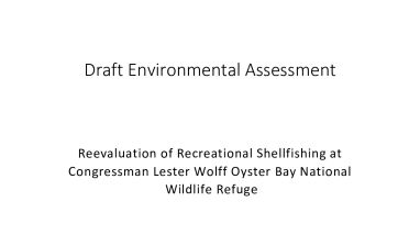 Oyster Bay Draft Environmental Assessment Recreational Shellfishing