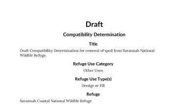 Compatibility Determination for Spoil Removal at Savannah NWR