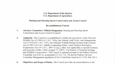 Signed and filed 2026 charter for the Hunting & Shooting Sports Conservation & Access Council