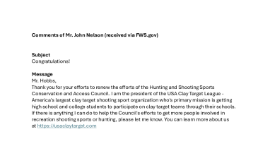 HSSCAC Comments of Mr John Nelson