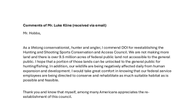 HSSCAC - Comments of Mr Luke Kline