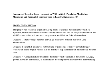 Summary of Technical Report: Population Monitoring, Movement, and Removal of Common Carp in Lake Mattamuskeet, NC