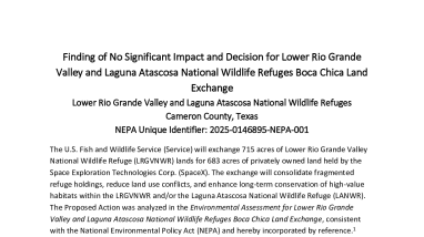 Finding of No Significant Impact - boca Chica Land Exchange 2026