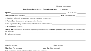 rare plant field survey form