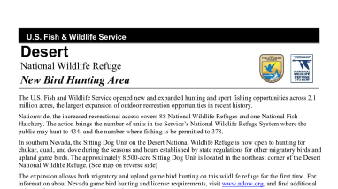 Desert NWR - New Hunting Area Fact Sheet