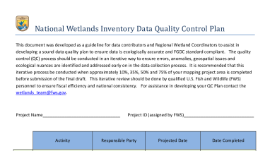 National Wetlands Inventory Data Quality Control Plan