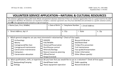 Volunteer Service Application (OF 301)