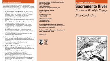 Sacramento River Refuge Pine Creek Leaflet for Sacramento National Wildlife Refuge Complex