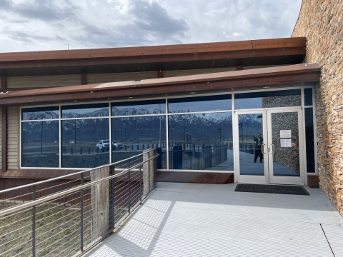 glass heavy entrance to building