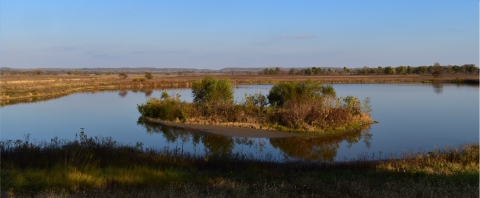 Sunset on the display pond at Clarence Cannon National Wildlife Refuge
