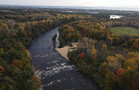 Aerial view of unobstructed river flowing.