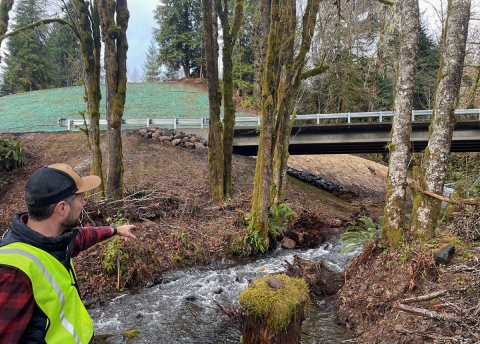 A new bridge over Clear Creek in Wahkiakum County in southern Washington improves fish passage and reduces a public safety hazard